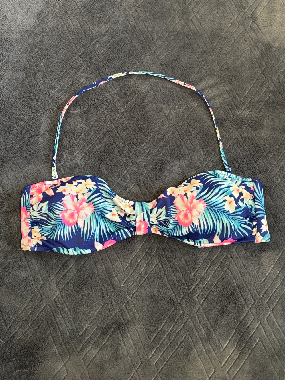 Tropical floral halter bikini top